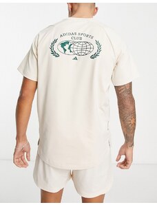 adidas performance adidas - Training - T-shirt bianca con grafica "Sports Club" stampata sul retro-Bianco