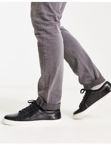 Bolongaro Trevor - Sneakers stringate in pelle nera stile minimal-Black