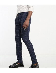 Gianni Feraud Tall - Pantaloni da abito skinny blu a quadri grandi