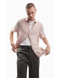 ASOS DESIGN - Camicia comoda in viscosa rosa polvere