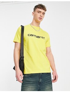 Carhartt WIP - T-shirt gialla con scritta-Giallo