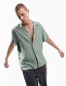 ASOS DESIGN - Camicia comoda in viscosa verde salvia