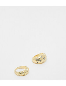 Esclusiva Pieces - Confezione da 2 anelli oro spessi