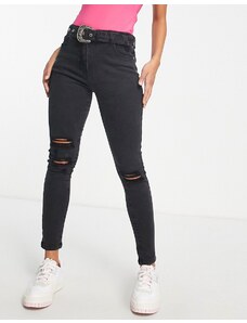 Parisian - Jeans skinny con cintura color antracite-Grigio