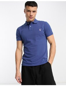 Polo Ralph Lauren - Polo slim in piqué blu medio con logo