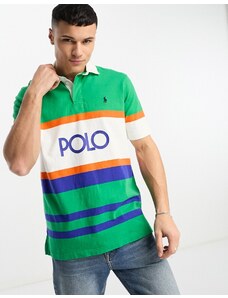 Polo Ralph Lauren - Polo stile rugby vestibilità classica a maniche corte verde a righe con logo