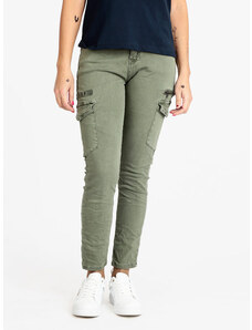 Water Jeans Pantaloni Donna Effetto Stropicciato Casual Verde Taglia Xs