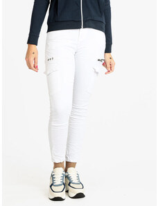 Water Jeans Pantaloni Donna Effetto Stropicciato Casual Bianco Taglia Xs