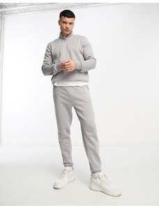 Don't Think Twice DTT - Tuta sportiva grigio chiaro con joggers e felpa con zip corta