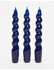 MAEGAN MAEGEN - Confezione da 3 candele affusolate a spirale blu navy-Nessun colore