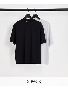 Topman - Confezione da 2 t-shirt oversize nera e grigio chiaro-Multicolore