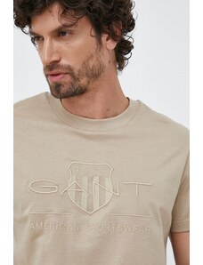 Gant t-shirt in cotone uomo colore beige con applicazione
