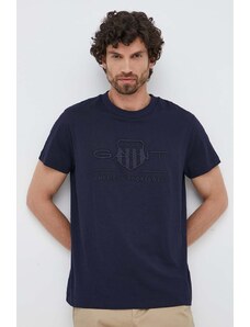 Gant t-shirt in cotone uomo colore blu navy con applicazione