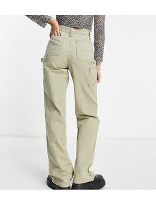 ASOS Tall ASOS DESIGN Tall - Pantaloni minimal cargo kaki con cuciture a contrasto-Verde