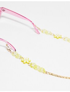Daisy Street - Catenina per gli occhiali da sole da festival color oro con charm floreali-Multicolore
