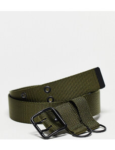 COLLUSION Unisex - Cintura in tela kaki con doppio foro-Verde