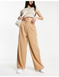 Wednesday's Girl - Pantaloni sartoriali a fondo ampio gessati-Brown