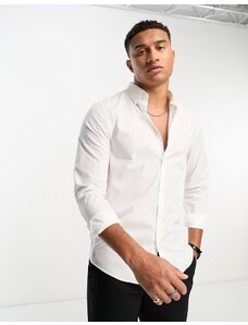 New Look - Camicia con bottoni e colletto bianca-Bianco