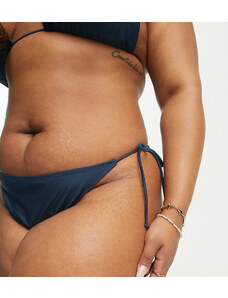 Brave Soul Plus - Slip bikini blu navy con allacciatura laterale