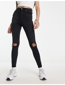 ASOS DESIGN - Ultimate - Jeans skinny neri con strappi sulle ginocchia-Black