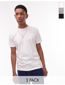 Topman - Confezione da 3 T-shirt classiche nera, bianca e grigio chiaro-Multicolore