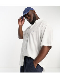 Polo Ralph Lauren Big & Tall - Camicia a maniche corte bianca in seersucker con logo-Bianco
