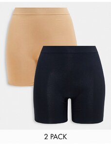 Lindex - Confezione da 2 paia di pantaloncini antisfregamento neri e beige-Multicolore