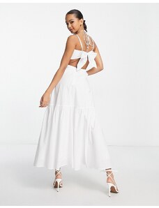 Bardot - Vestito svolazzante color avorio con gonna al polpaccio e cut-out-Bianco