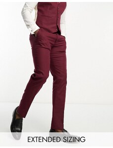 ASOS DESIGN - Pantaloni da abito slim in misto lino bordeaux-Rosso