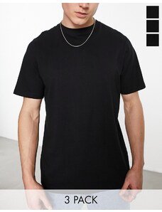 Pull&Bear - Confezione da 3 t-shirt vestibilità classica nere-Black
