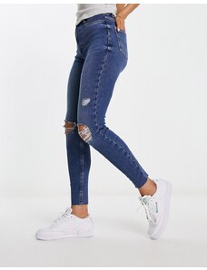 New Look - Jeans dritti blu scuro strappati
