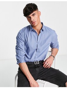 New Look - Camicia a maniche lunghe in popeline blu