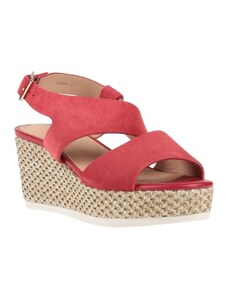 Sandali Espadrillas Con Zeppa Geox D Lampedusa Donna - Cotone E Pelle, Suola EVA Traspirante