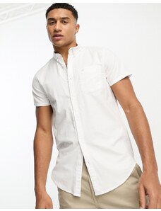 Hollister - Icon - Camicia Oxford a maniche corte bianca con logo-Bianco
