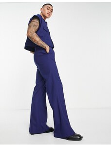 ASOS DESIGN - Pantaloni a zampa eleganti blu in coordinato