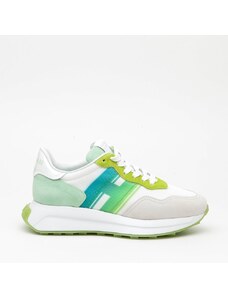 Sneakers Hogan H641 in pelle verde grigio e bianco
