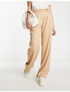 In The Style x Georgia Louise - Pantaloni sartoriali a vita alta color crema gessato-Multicolore