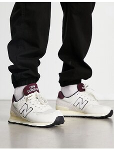 New Balance - 574 - Sneakers bianche e bordeaux-Bianco