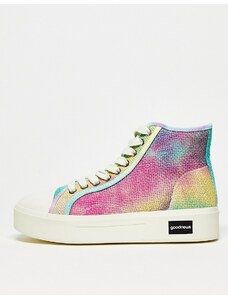 Good News Goodnews - Juice - Sneakers alte con suola spessa e stampa in colori pastello effetto marmo-Multicolore