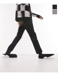 Topman - Confezione da 2 paia di pantaloni eleganti neri e grigi con fascia in vita elasticizzata-Multicolore