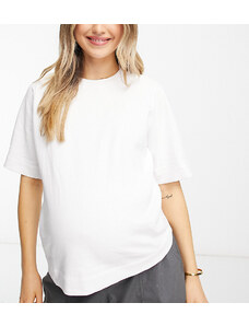 ASOS Maternity ASOS DESIGN Maternity - T-shirt squadrata in felpa bianca-Bianco