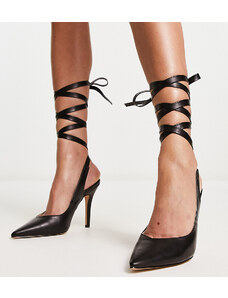 RAID Wide Fit - Ishana - Scarpe con tacco a pianta larga nere con laccio alla caviglia-Black