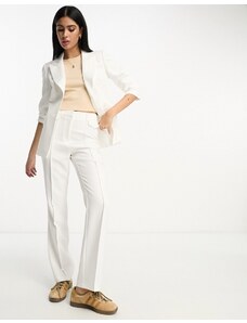 Miss Selfridge - Pantaloni dritti con pinces sul davanti color avorio in coordinato-Bianco