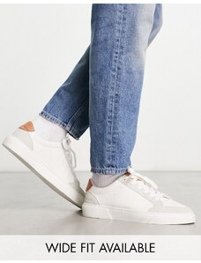 ASOS DESIGN - Sneakers stringate in misto pelle sintetica bianca e color pietra-Neutro