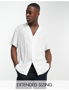 ASOS DESIGN - Camicia comoda in viscosa bianca con rever basso-Bianco