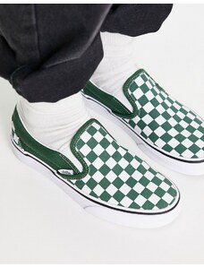 Vans - Sneakers senza lacci classiche verdi a scacchi-Verde