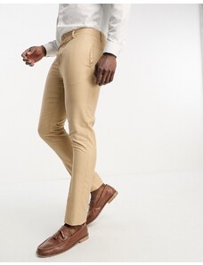 Bolongaro Trevor - Pantaloni da abito da matrimonio skinny color cuoio a tinta unita-Brown
