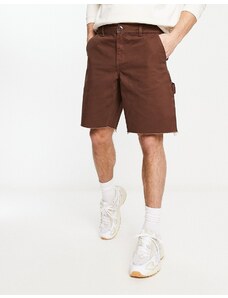 New Look - Pantaloncini comodi marroni con fondo grezzo-Brown