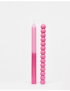 TYPO - Confezione da 2 candele a colonna rosa