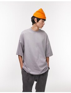 Topman - T-shirt super oversize grigia-Grigio